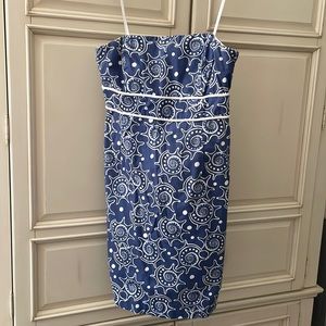 Vineyard Vines strapless nautical/beachy dress-size 8, above knee-blue/white